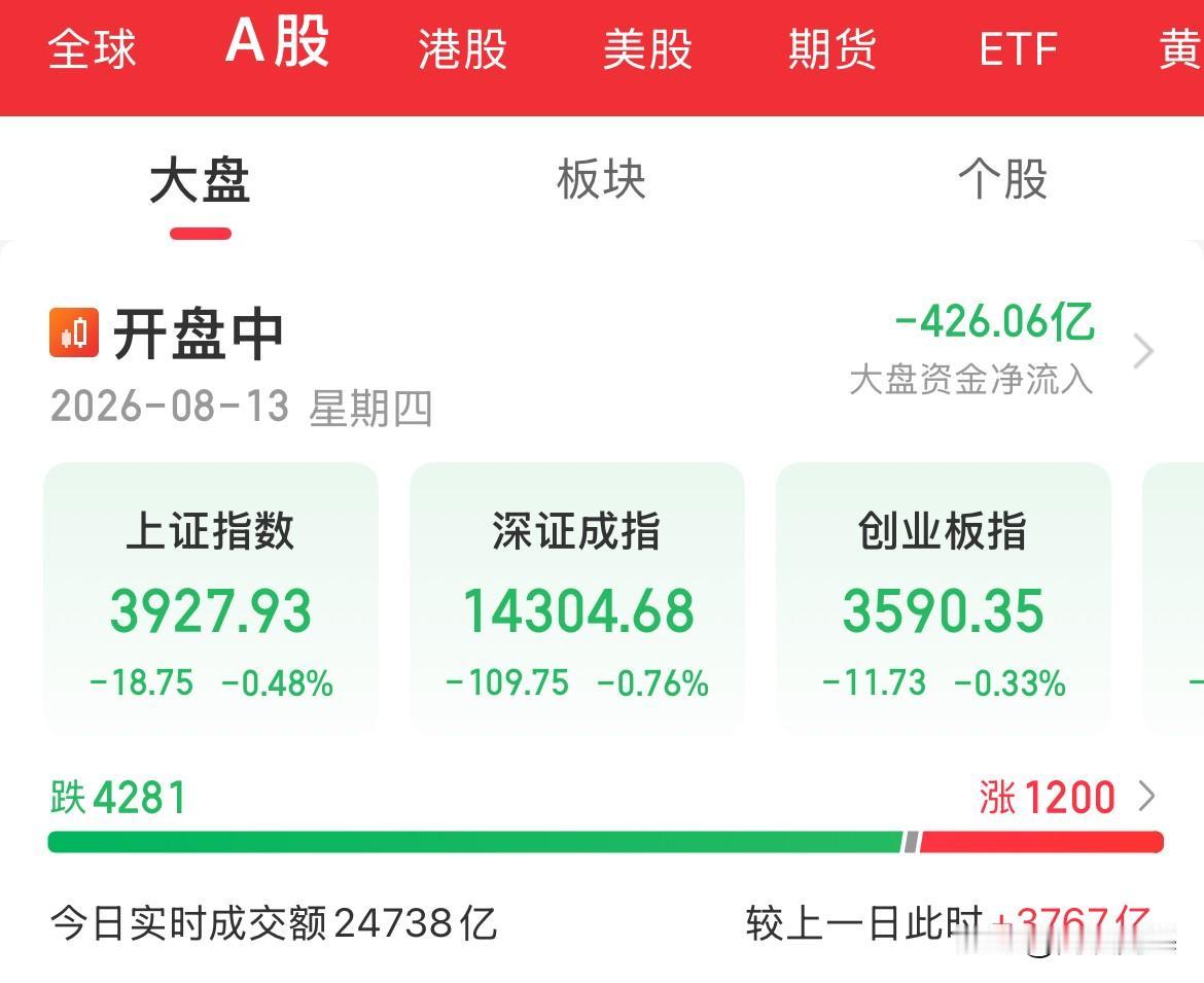 冲高回落！指数全线下挫，早上收盘赚2万，下午收盘亏1万，科技全线跳水，医疗、医药