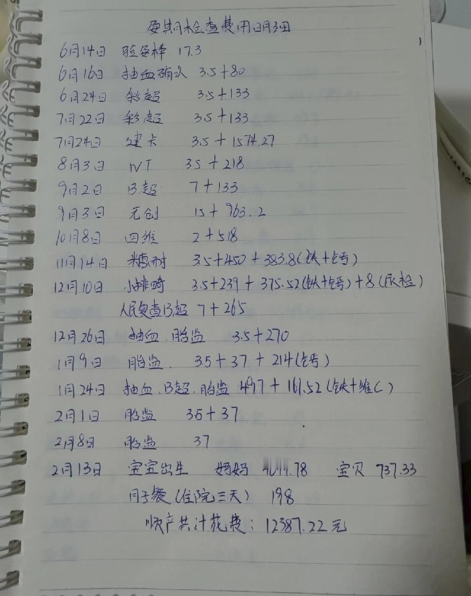 从怀孕到顺产一路自费，大家帮我看看这个花销算多吗？没上班就没有职工医保，农村医保