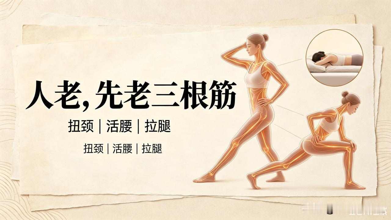 人老，先老三根筋！每天扭颈、活腰、拉腿，是普通人最好的自愈药很多人身体越来