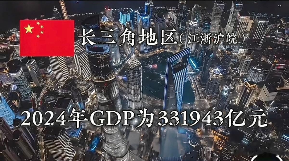 长三角地区（江浙沪皖），2024年的gdp按美元汇率换算，已经排名世界第三。略高