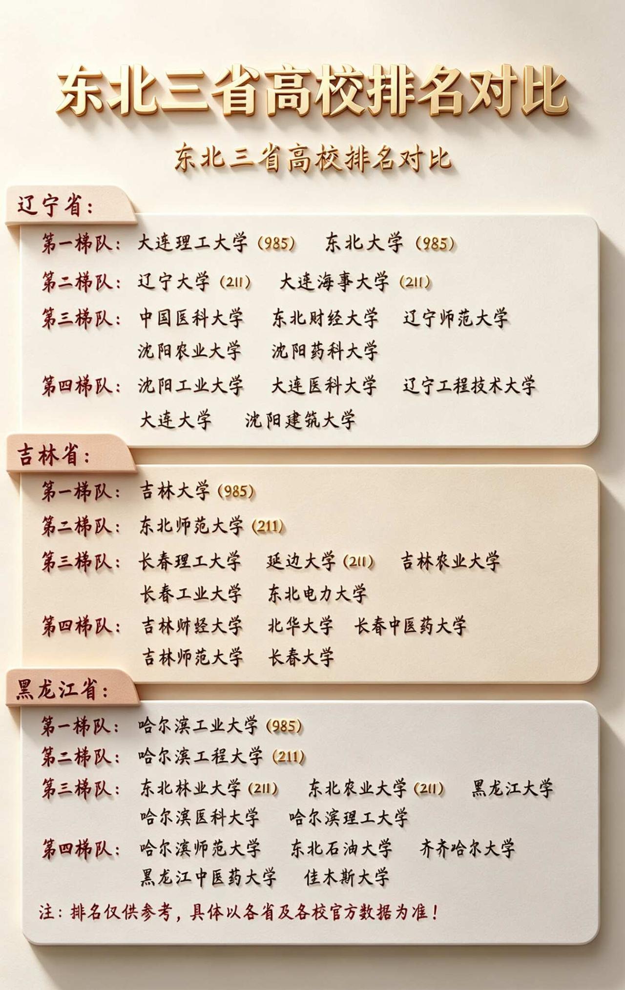 东北三省高校梯队整理｜报考东北院校直接对照想在东北上学的考生速存这份梯队划分✨