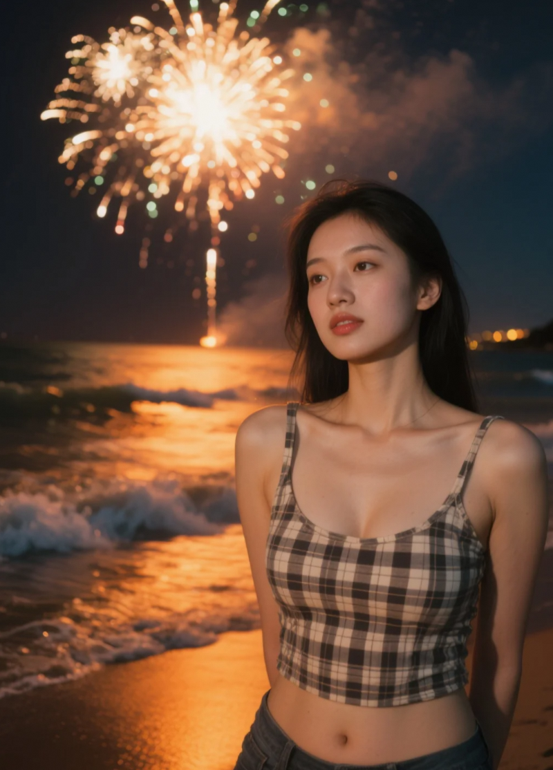这夜色和烟花，都不如我等你的眼神闪亮。