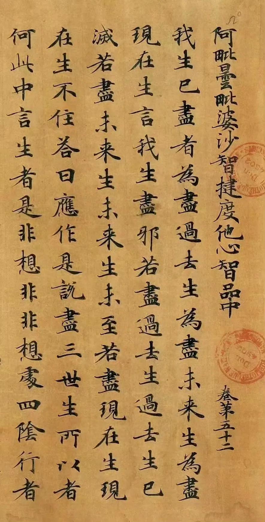 敦煌遗书法藏P.2056唐阿毘昙毘婆沙論卷第五十二卷手稿