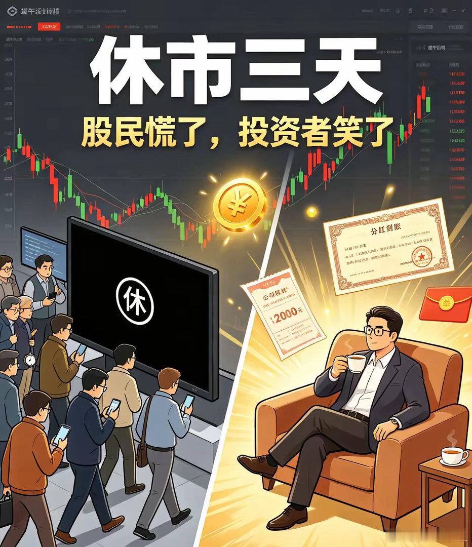 端午休市3天，彻底分出股民和真正投资者的差距端午股市休市三天，真的太有意思了！我
