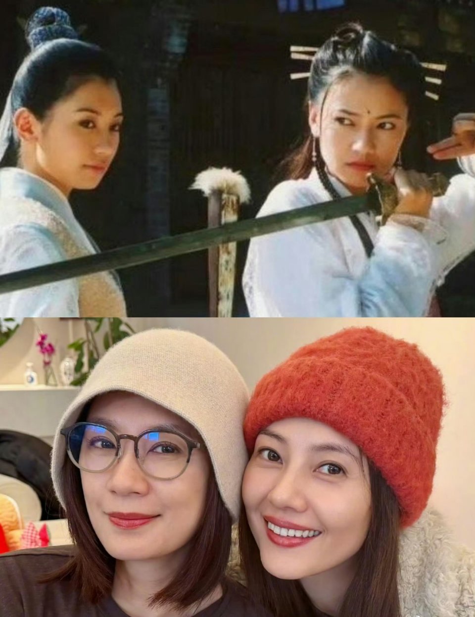 贾静雯和高圆圆合影，一个51岁，一个46岁，姐姐们的状态真的好好