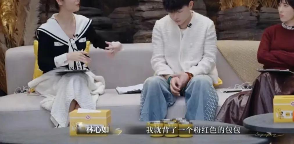 林心如：“有一次，小朋友同学的生日，我就背了一个粉红色的包包，然后手上拿了一杯红