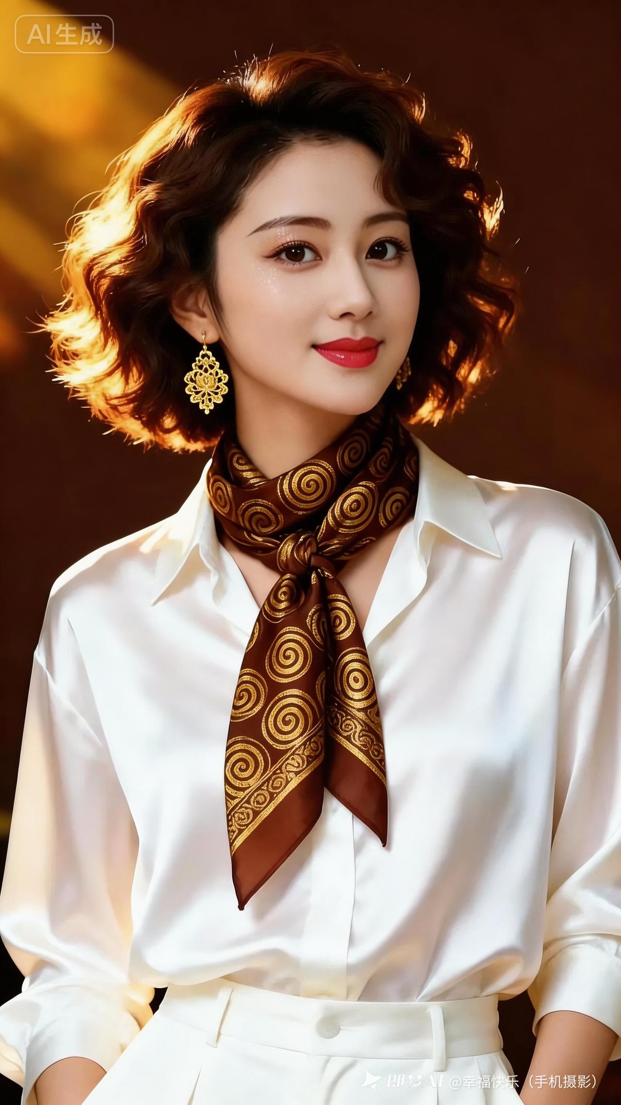 优雅复古风，白衬衫+丝巾，气质满分！👗💄👠