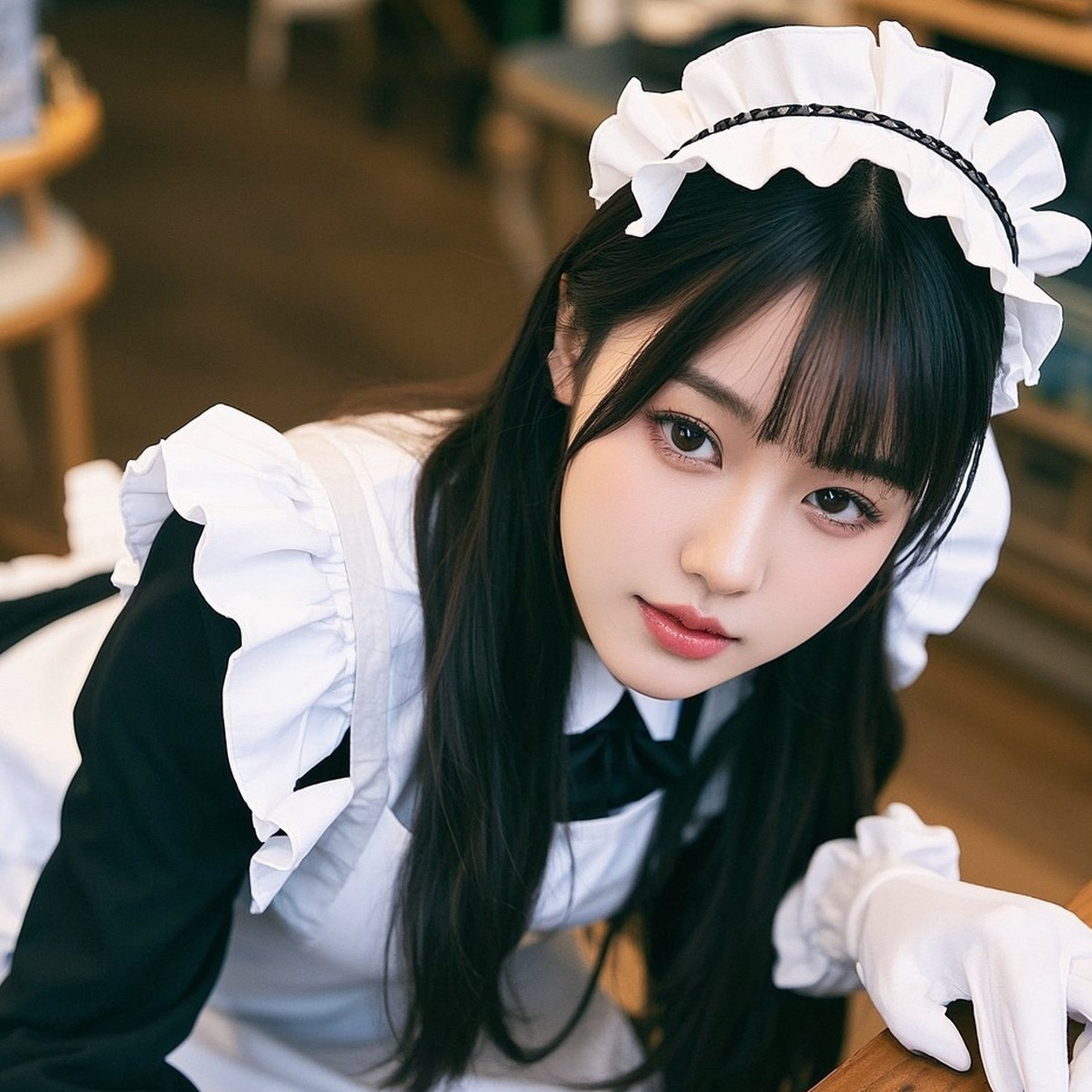 少妇穿起女仆装，清纯甜过桂花香