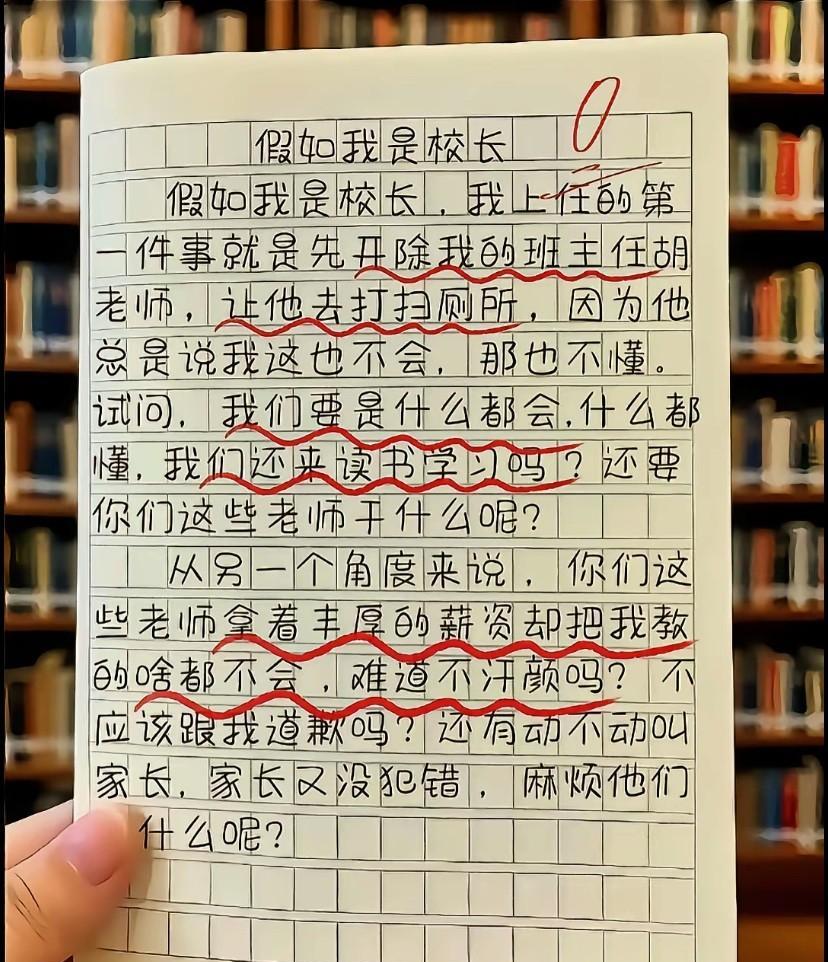 我觉得这孩子写的这篇作文内容很真实，事情叙述清晰，反问句用的恰到好处，给个零分有