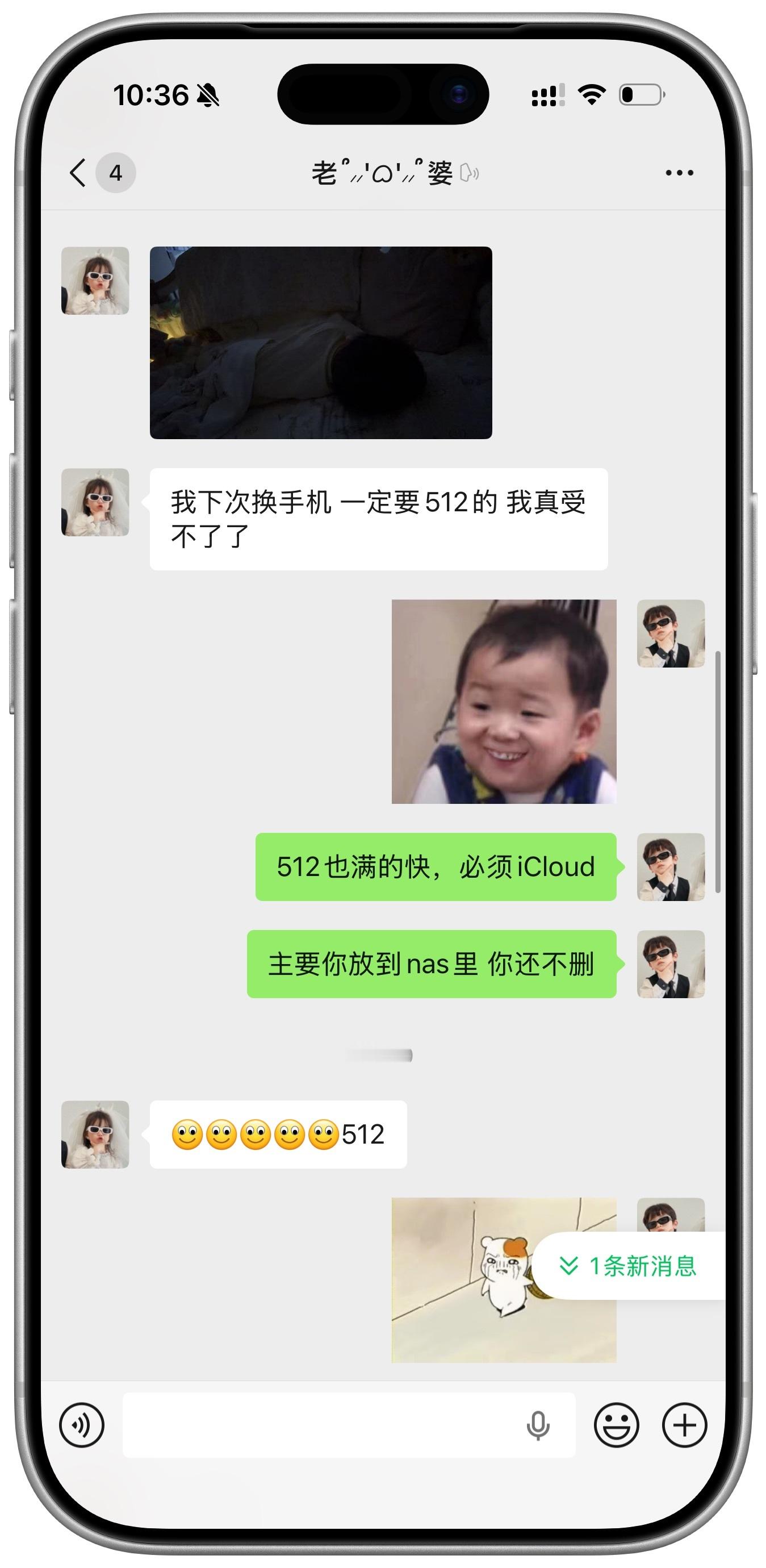 老婆跟我吐槽好几天了…以后买手机最低买512G的，有娃之后照片越来越多，手机照片