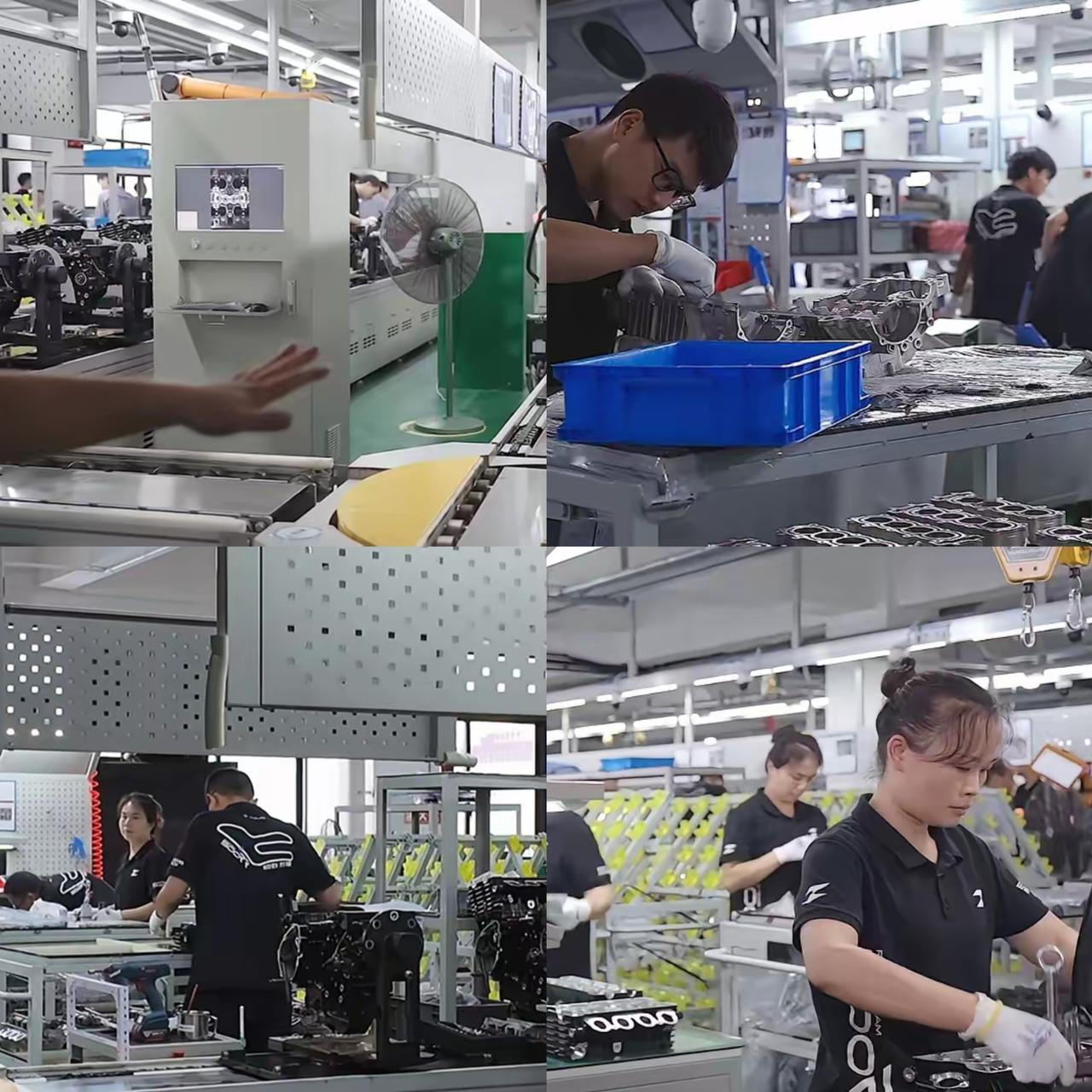 为什么张雪机车能一路狂飙？答案藏在车间里。张雪指着发动机生产线，满是骄傲地说，这