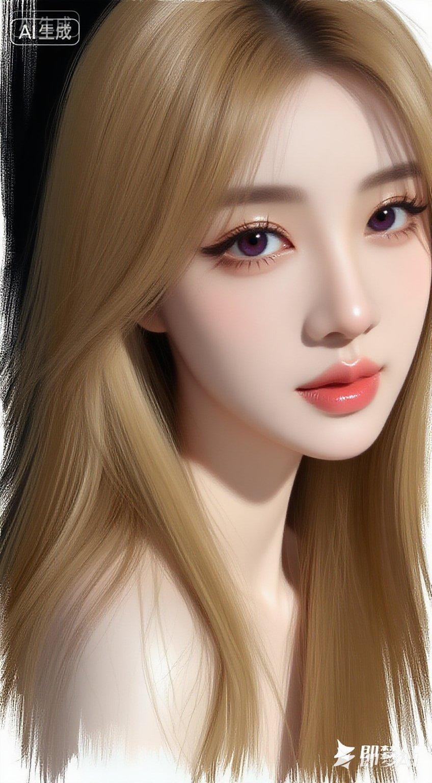 晒图笔记大赛金棕色垂坠柔顺微卷长发，蓬松自然，冷白皮，极致的妆容，水润滑嫩，油亮