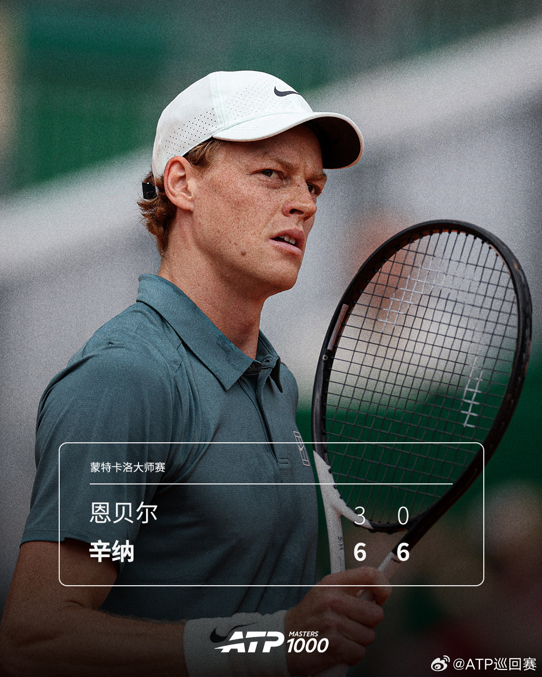 辛纳红土赛季首战告捷🔥ATP1000蒙特卡洛大师赛第二轮，辛纳以6-36-