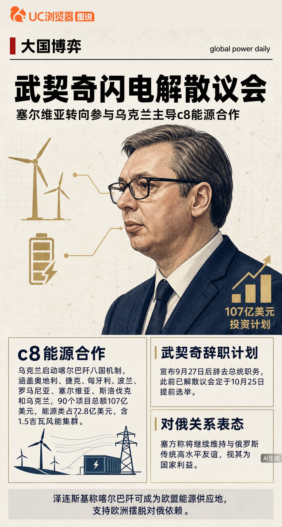 传统亲俄的塞尔维亚突然转向？武契奇闪电解散议会并宣布辞职，转头就与泽连斯基签署区域合作协议。一边拒制