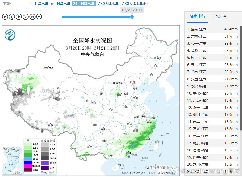 【雨雪】昨晚到今天，南方的降雨减弱。但今晚到明天降雨再次发展增多，从西南到江南还