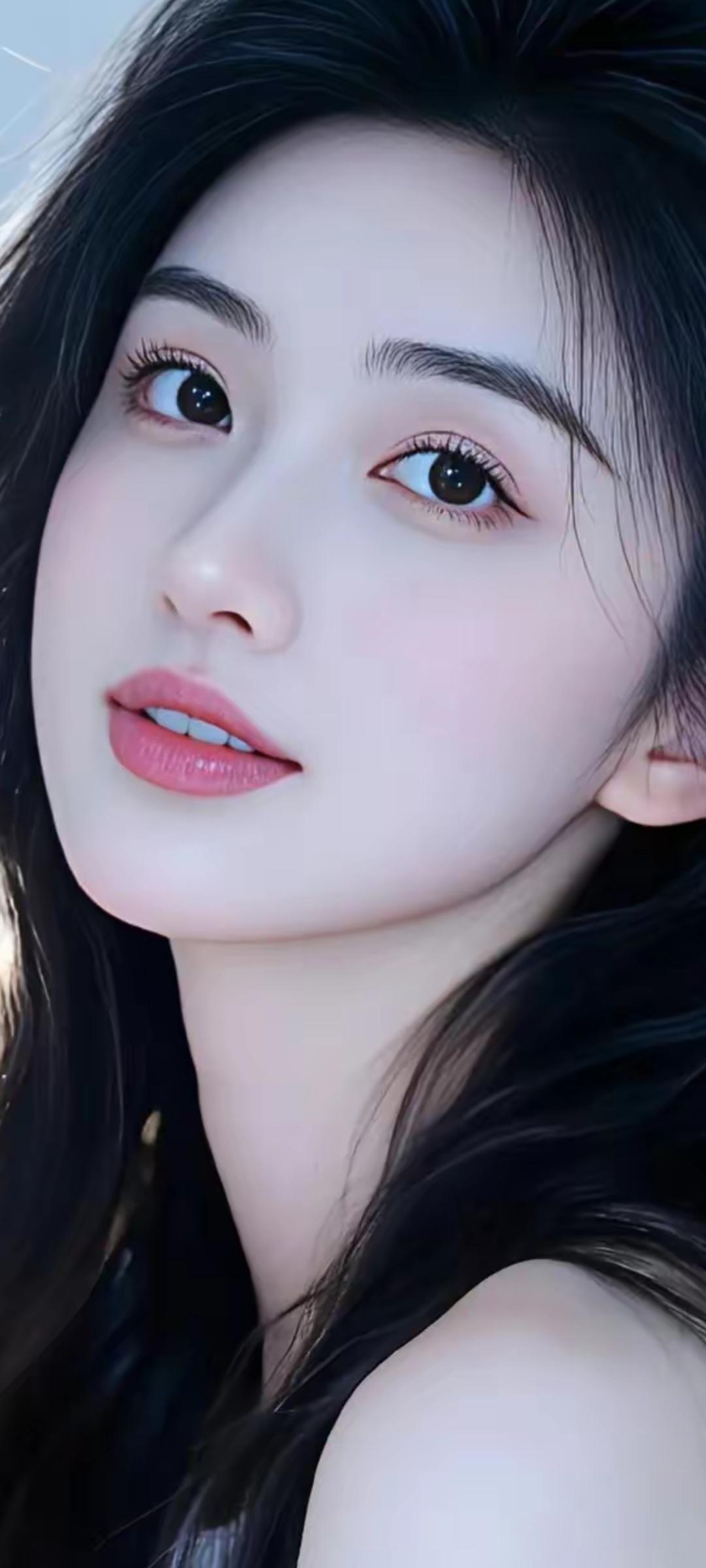 温柔眼波，甜美唇妆，黑发飘飘，仙女下凡