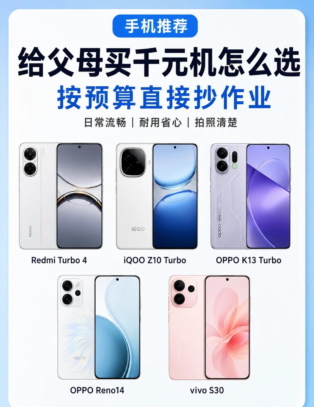 给父母买千元机｜3档预算抄作业给爸妈换手机别再纠结了，按预算直接选：💰12
