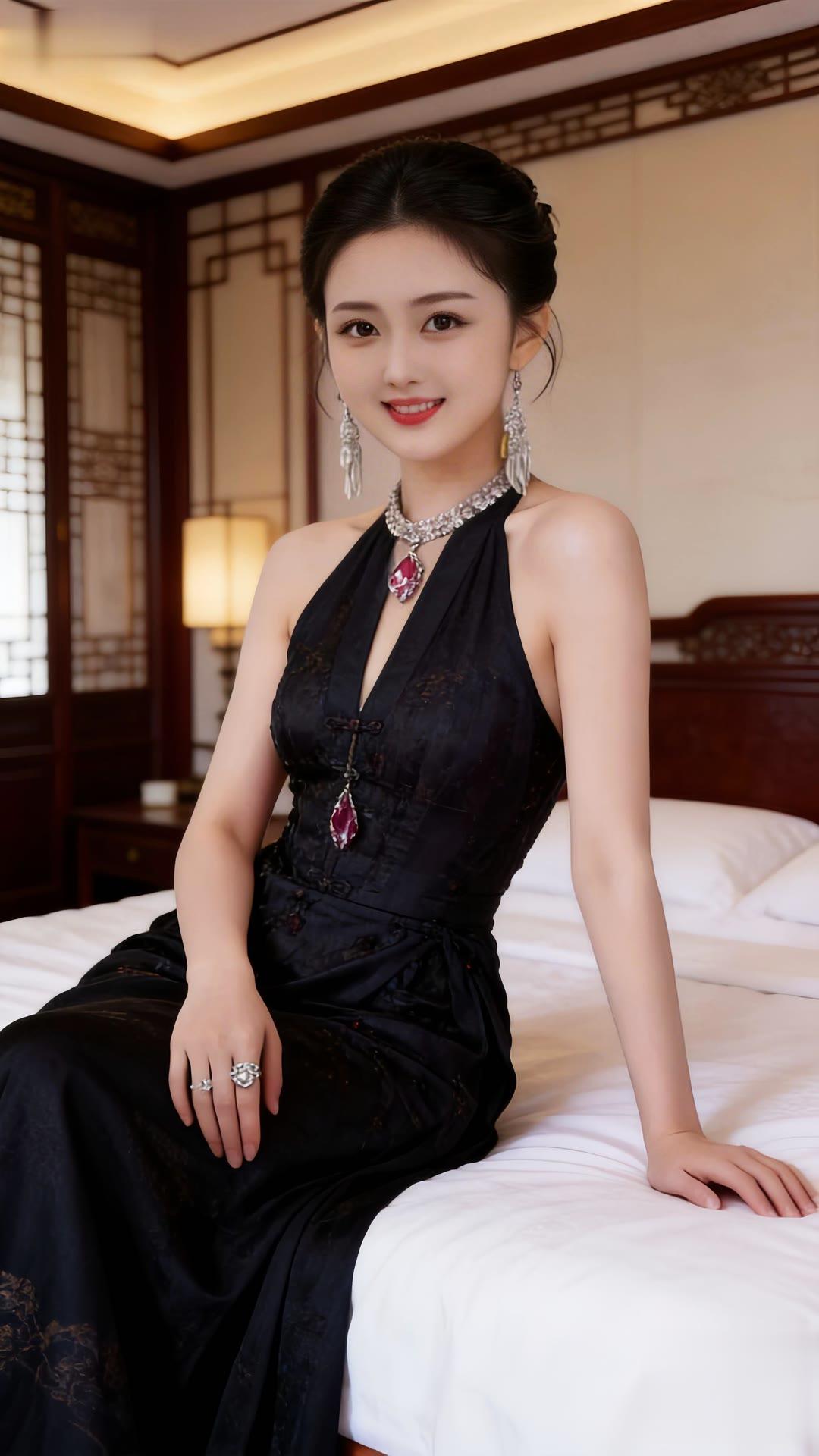 红妆美人卧，玉佩映窗纱。