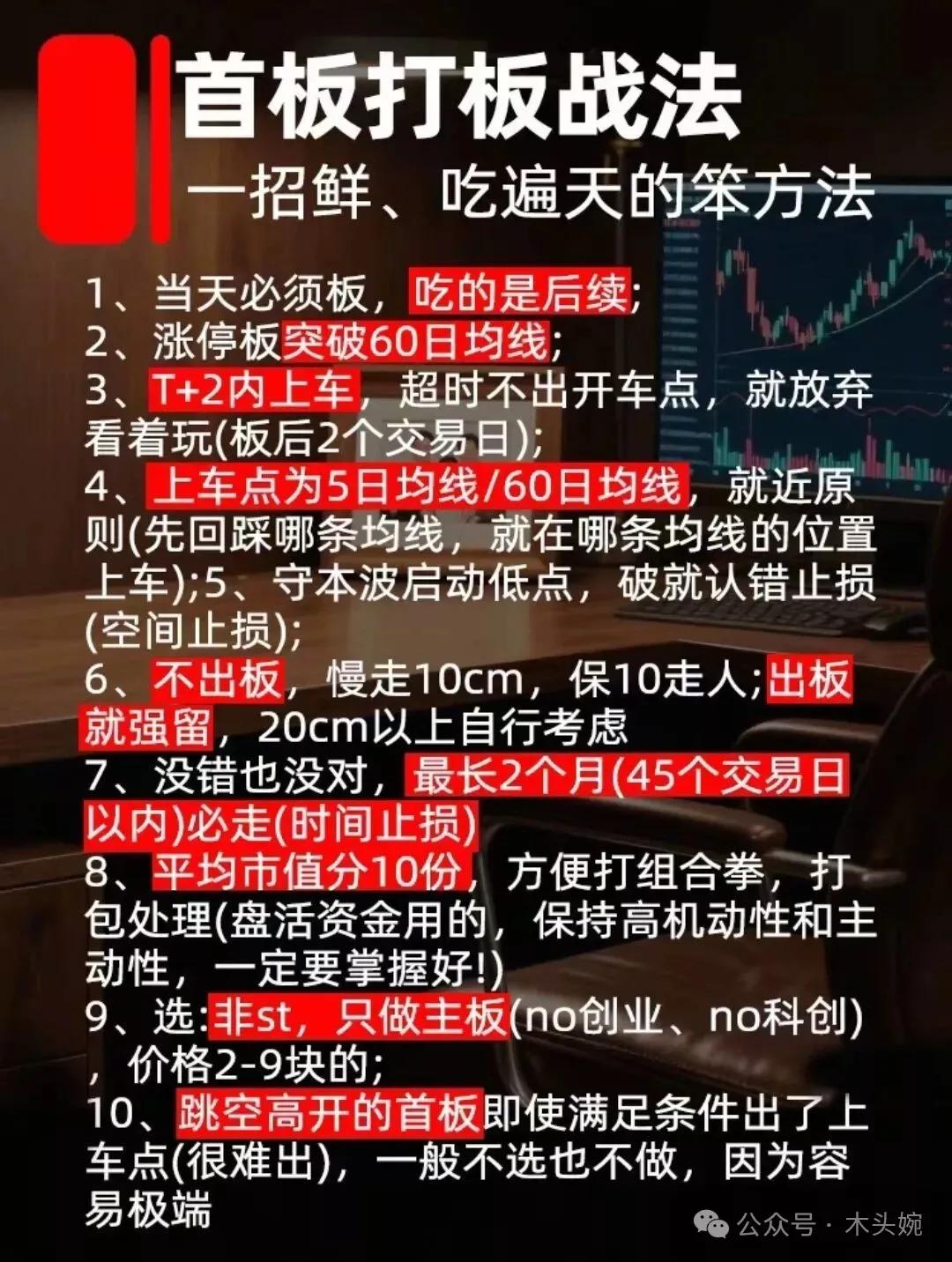 财经科普：首板打板战法分享资料取材网络仅供参考不能照搬套用！