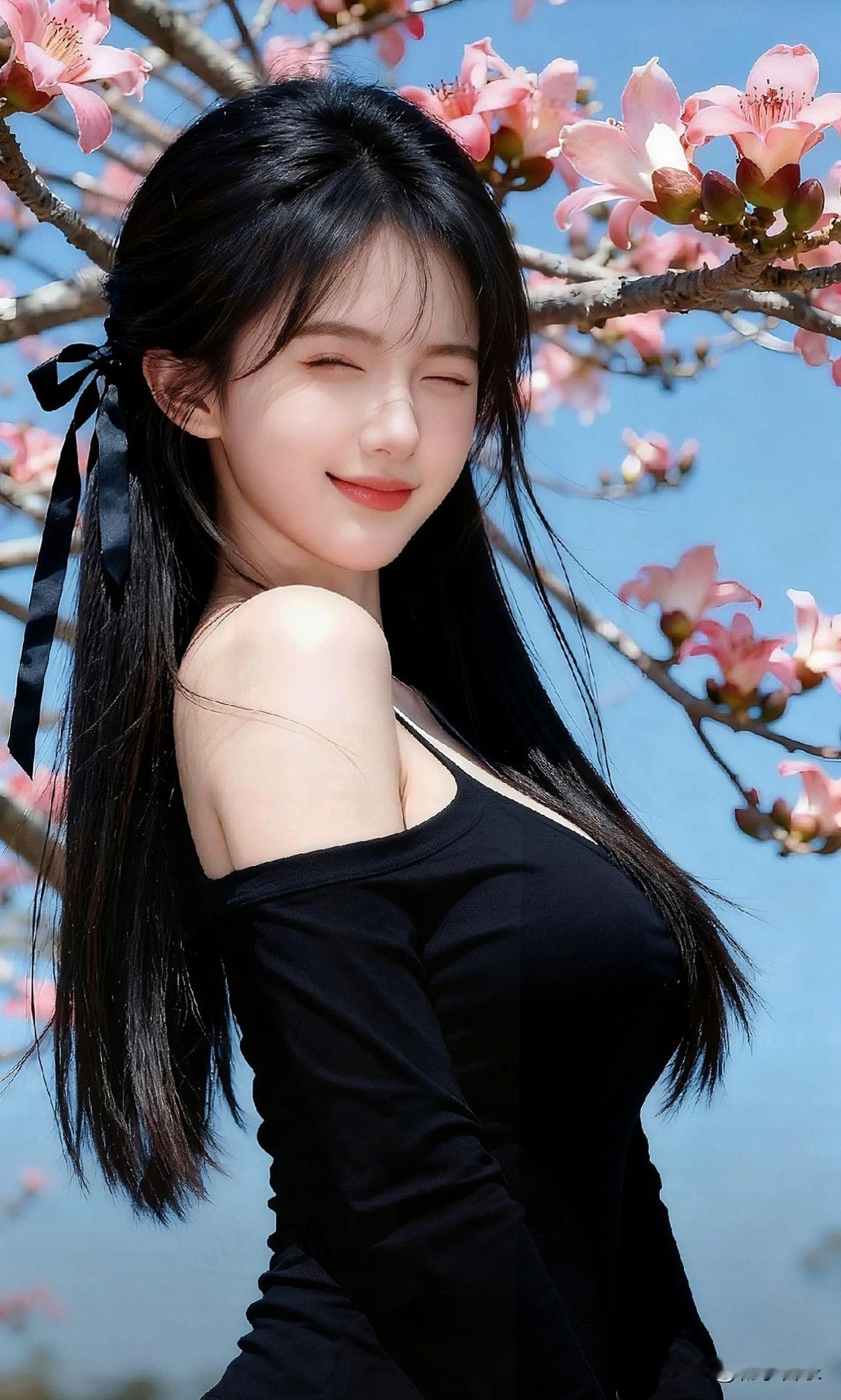 樱花树下，甜美少女，微笑如花🌸🌸🌸分享我的随手街拍手机随手拍记录美好点滴