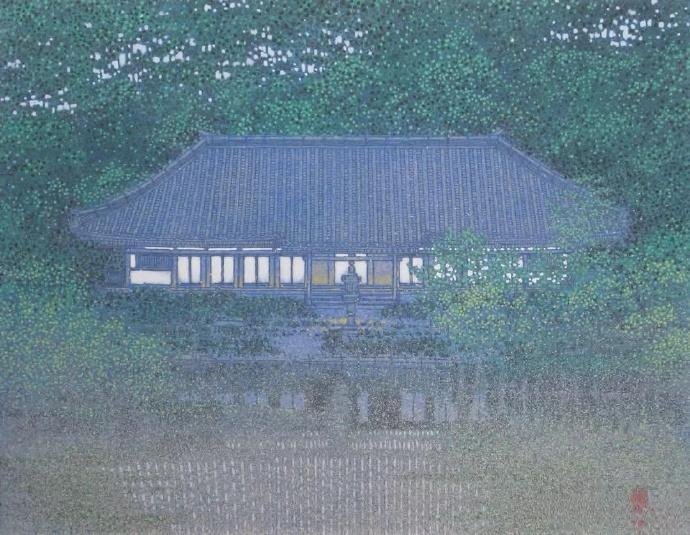 日本画家斋藤和唯美绘画作品在空灵之中还带有一丝诡异，在美丽简洁的构图中深藏着不简