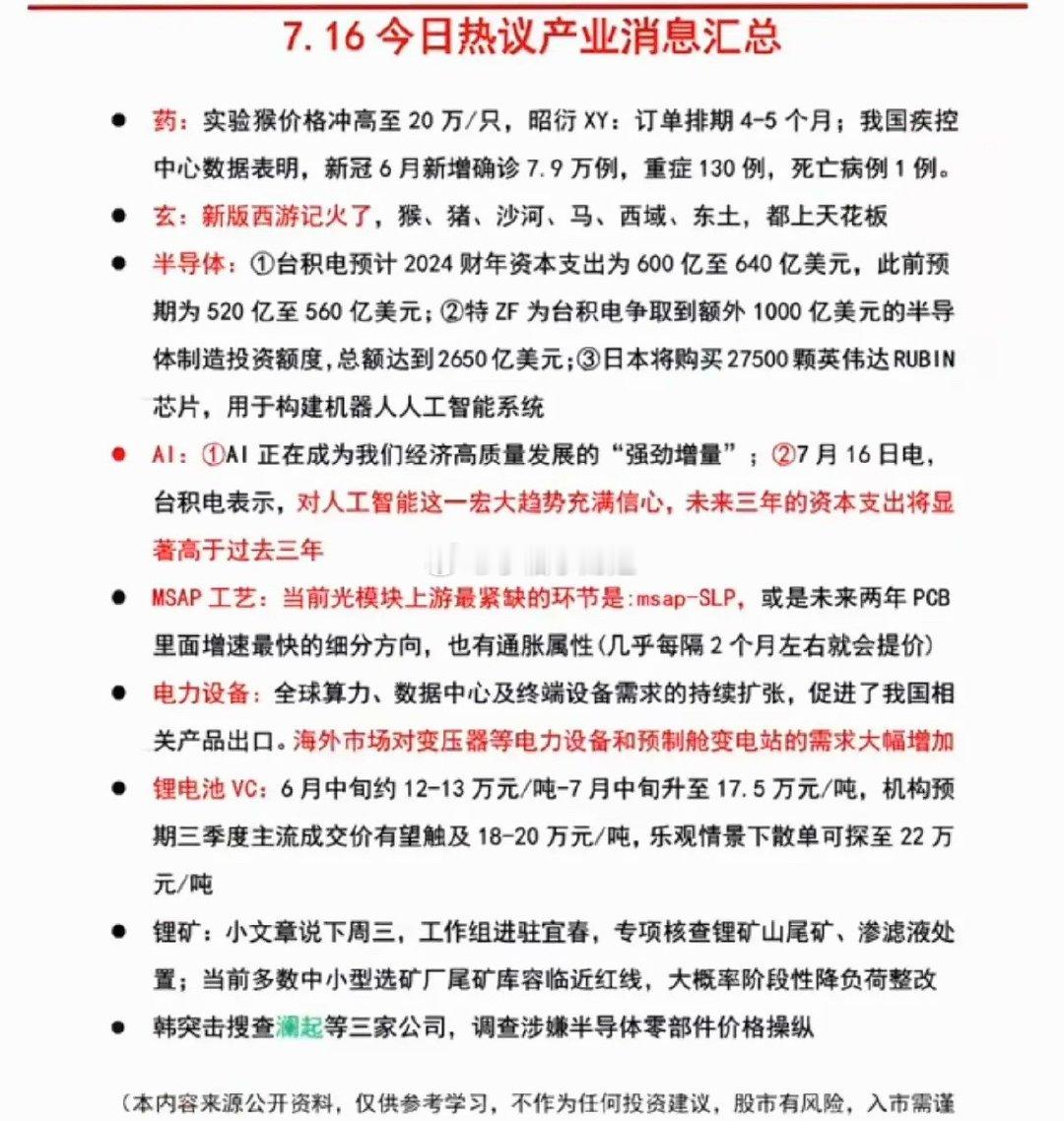 7.16周四市场热点方向+投资逻辑！1.医药2.玄学：新版西游记3.半导体4