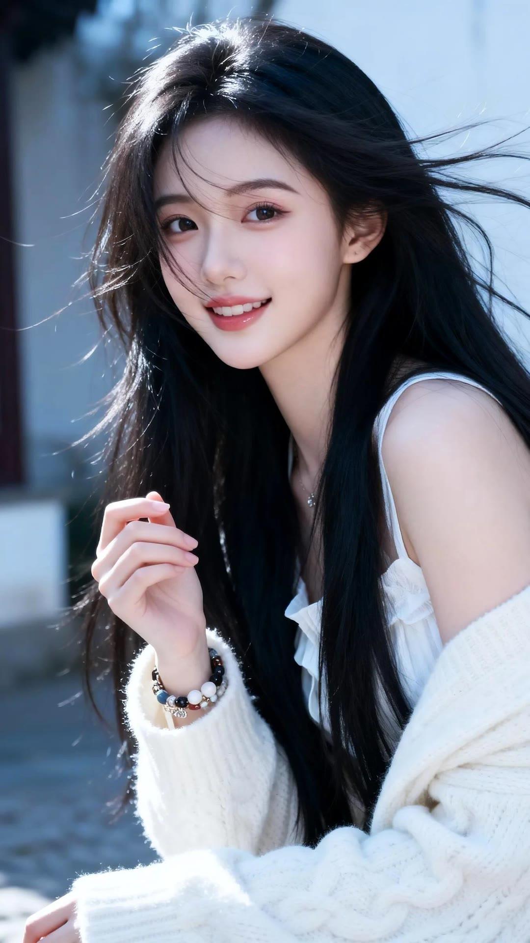 这姑娘笑得好甜，阳光明媚！