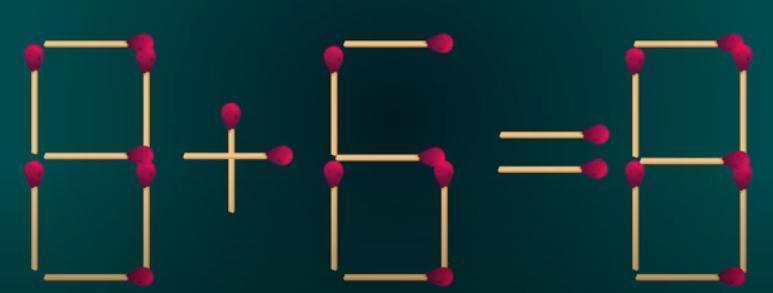 限时烧脑大挑战！图中用火柴拼成的“8+6=8”等式显然不成立。现在，你