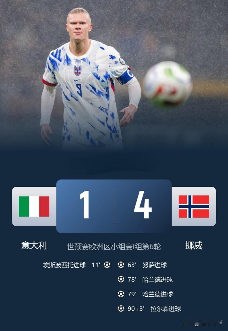 奇迹没有出现，意大利1-4惨败挪威又得去打附加赛了!在意大利与挪威的欧洲区世