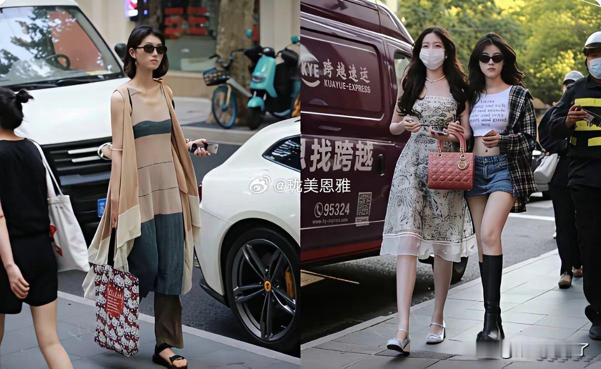 上海果真是“魔都”，满大街都穿衣不花头发微卷，看着就洋气，换个穿法真的差很多​