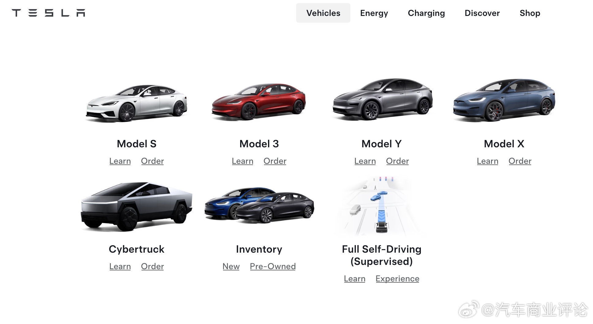 特斯拉FSD出现在官网产品页现在打开特斯拉官网，点击上面的“车型”，页面会出现F