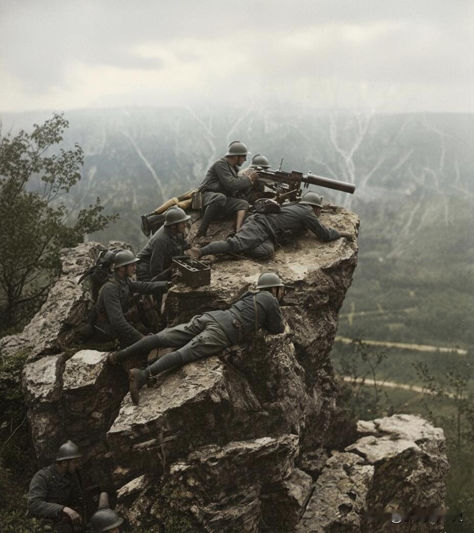 格拉帕山上的意大利重机枪阵地。格拉帕山战役是第一次世界大战在意大利战线的最后一战