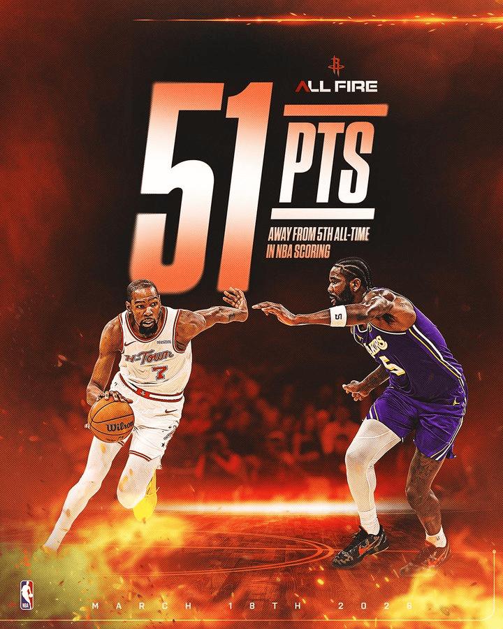 🚀官媒造势：“杜兰特距离超越历史得分榜第五位的乔丹还差51分！”❓假设巅峰