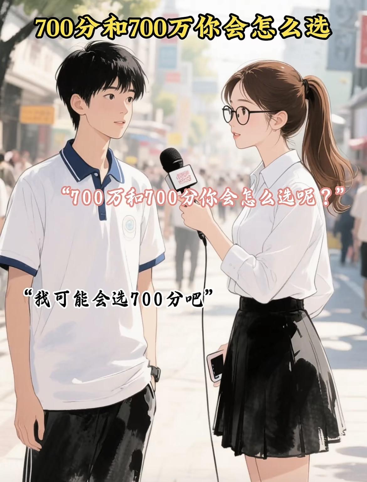“如果有700分跟700万，你会怎么选”[无奈吐舌]