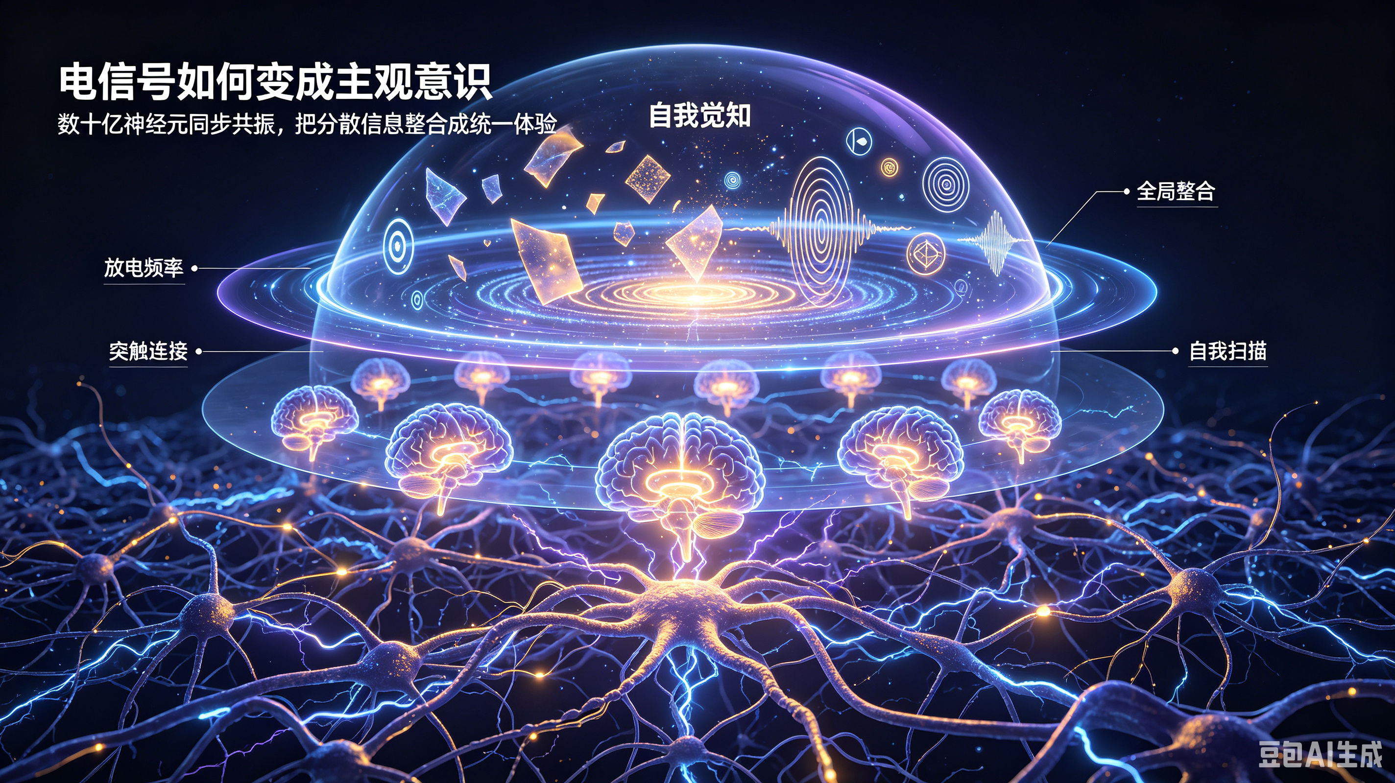 神经元放电为何能产生人类意识许多人始终疑惑：大脑只是一堆细胞，神经元仅仅传递电信号，冰冷的生物电流为
