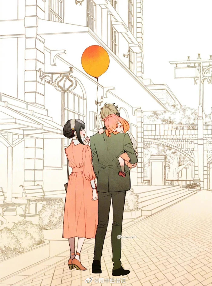 间谍过家家街角偶遇甜蜜幸福的福杰一家三口二次元漫画作者:m_nmy