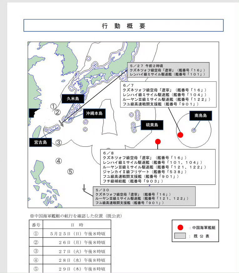 辽宁舰大编队前出第二岛链[墨镜]舰艇编队走到了硫磺岛附近，来到了关岛的背后，其规