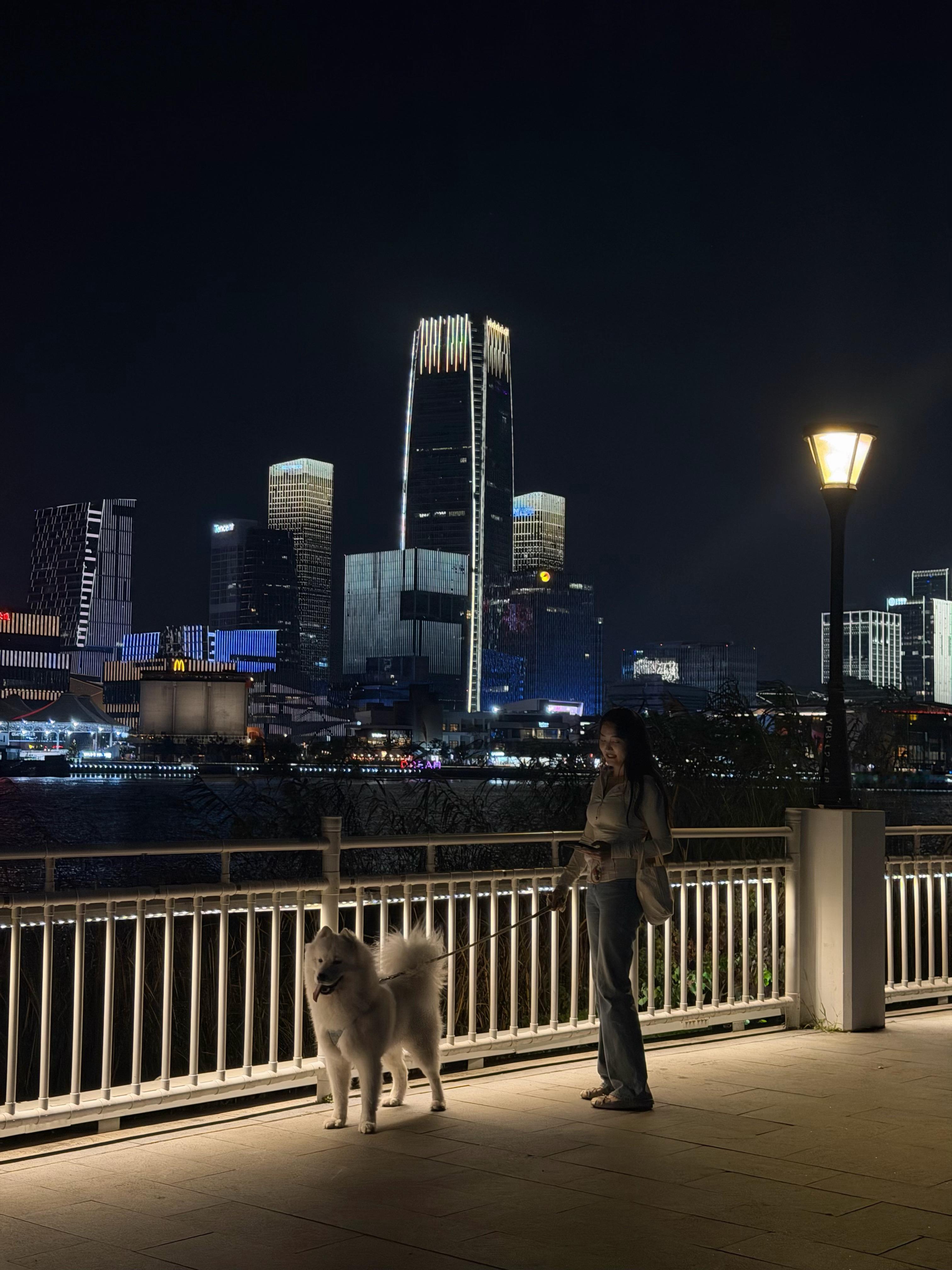 带小狗出门遛弯，偶遇好看的落日雨丝的日常​​​
