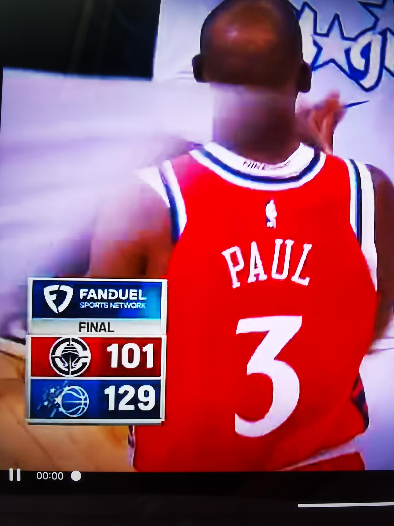 保罗，要这样咱直接退役吧快船101-129，毫无悬念输给魔术