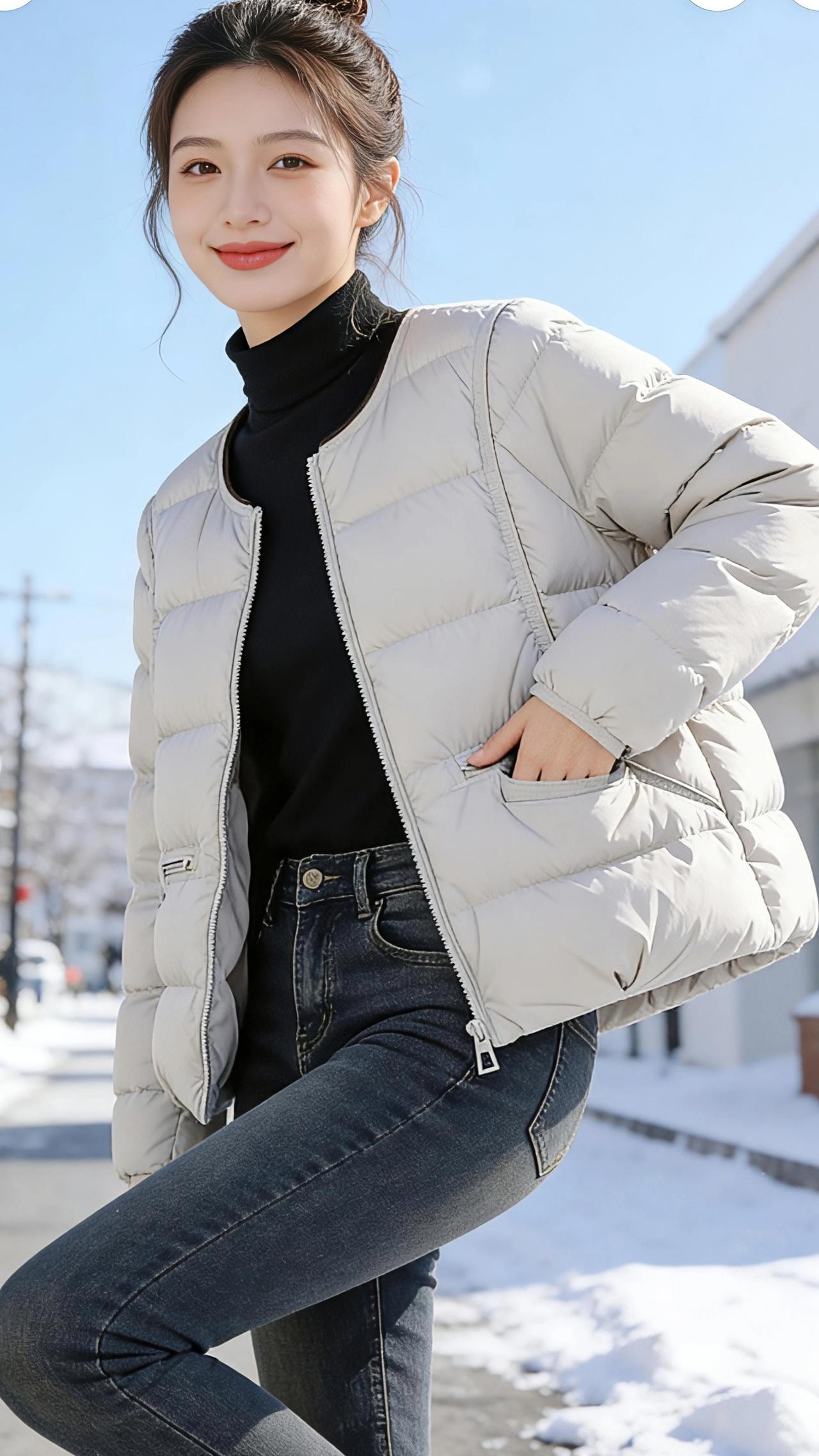 雪日街景里的轻暖冬日的街衢被白雪裹了层绵软的糖霜，晴空蓝得像块刚擦拭过的琉