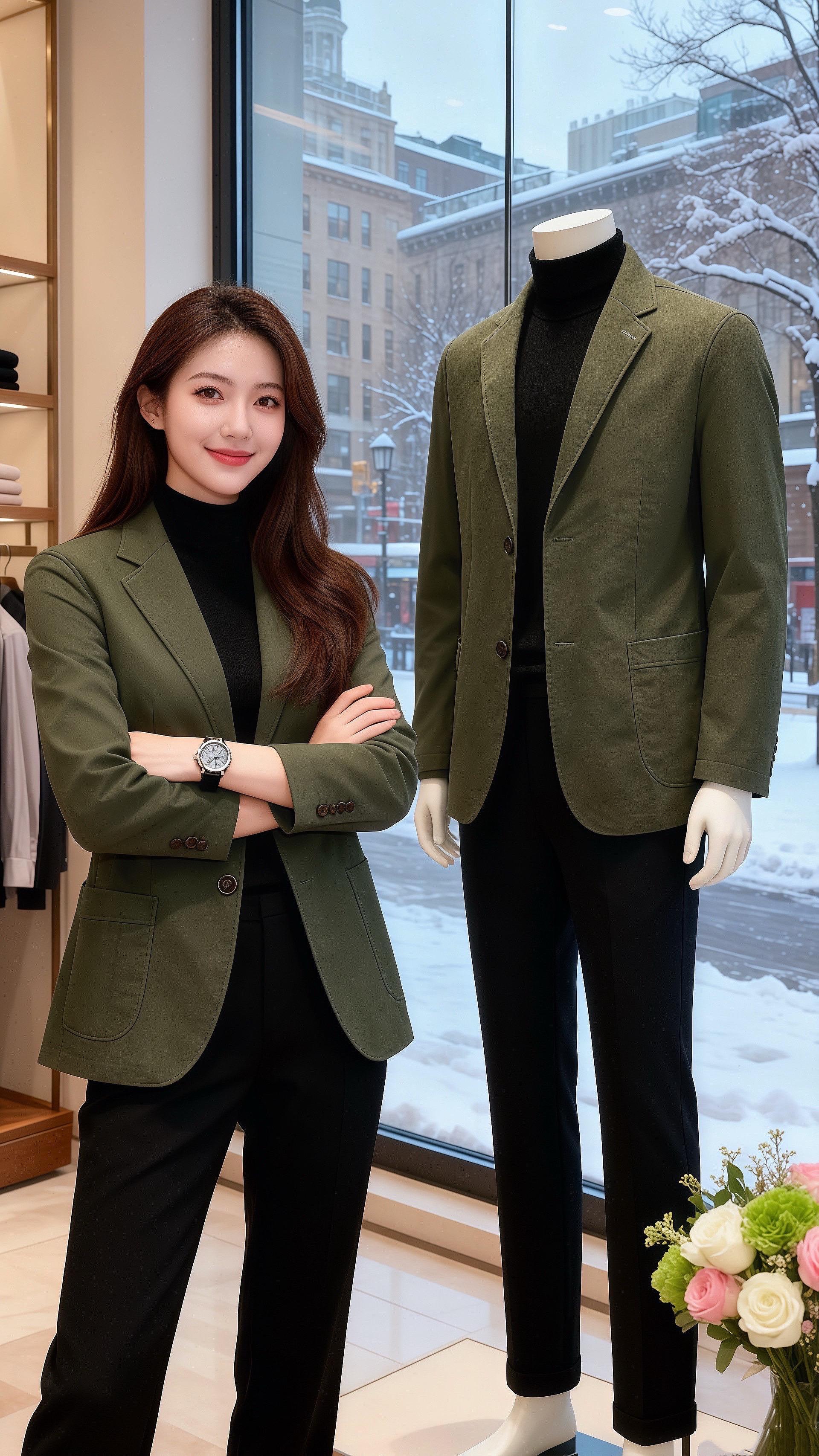 墨绿西装雪暮  北城的雪融着落日的霞，皓明推开咖啡店的门，一眼就看见许...