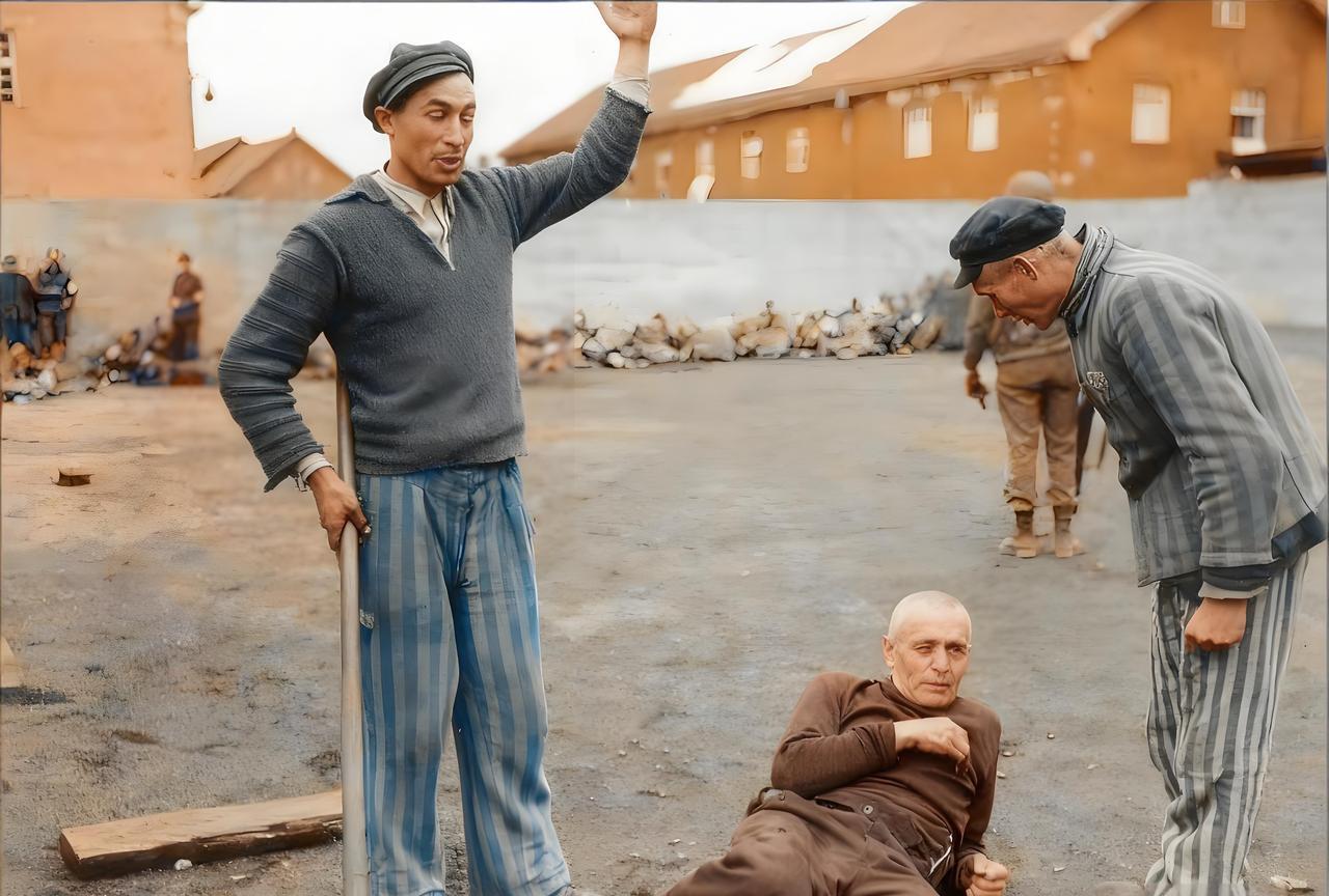 1945年4月29日，盟军解放了达豪集中营，被解救出来的囚犯，第一时间找来棍棒刀