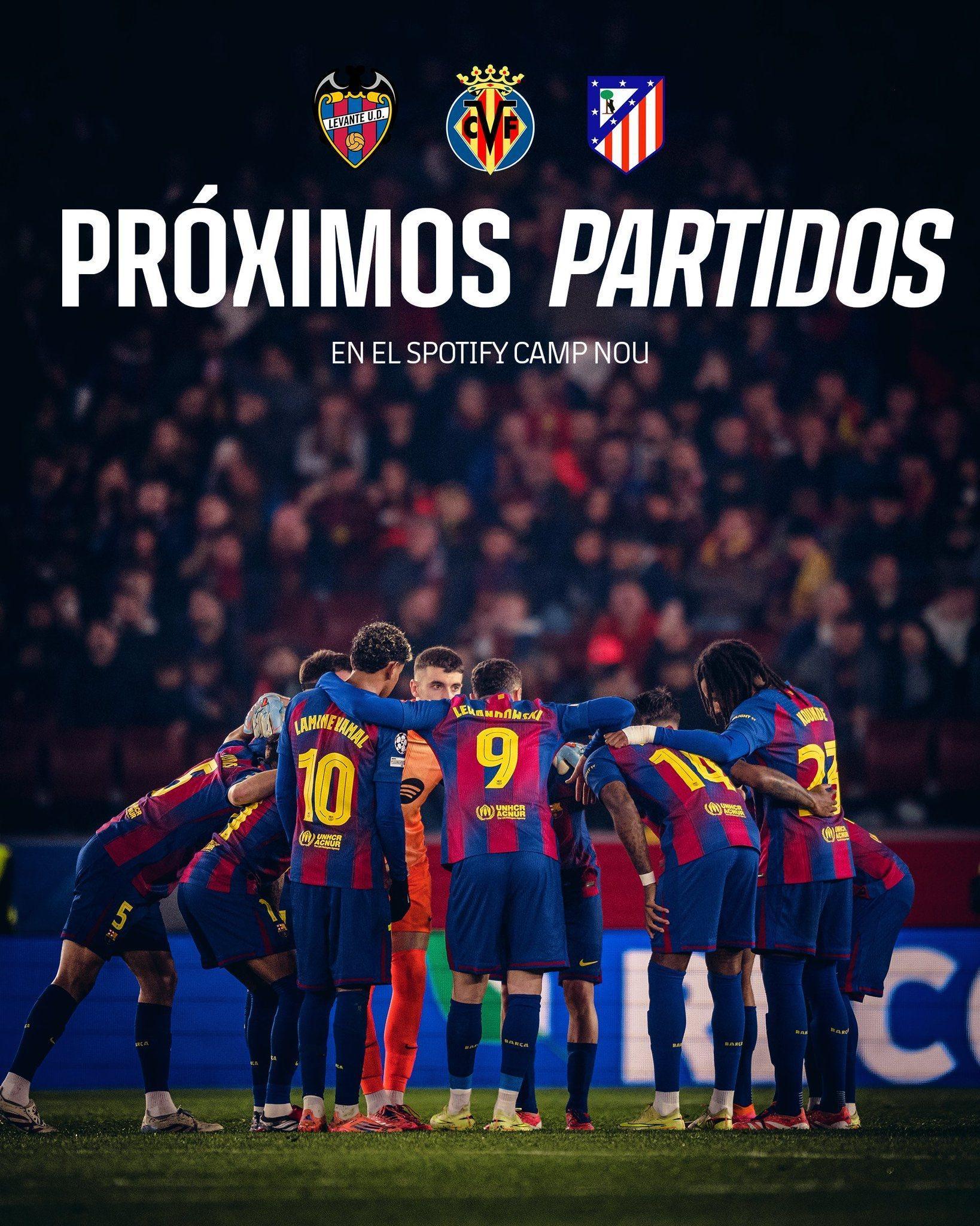 接下来巴萨将迎来三个主场，决定联赛和国王杯的未来关键战役。🏟️🏟️🏟️🏟