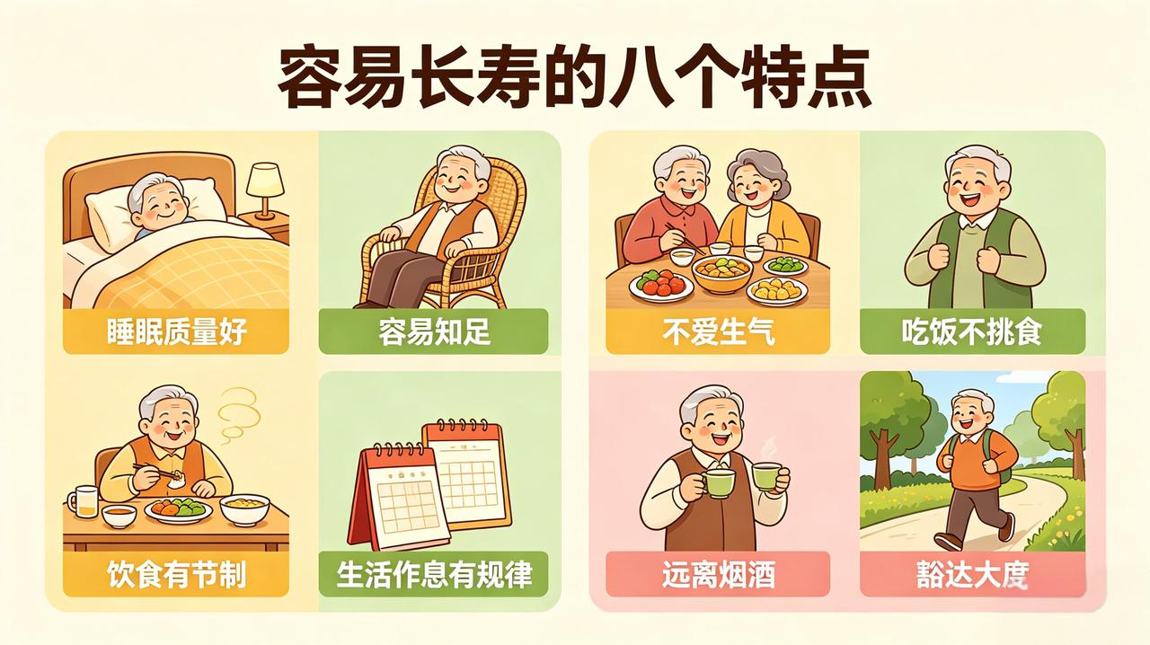 容易长寿的八种人①睡眠质量佳，沾枕便能安然入睡，入睡快、睡得踏实安稳的人。