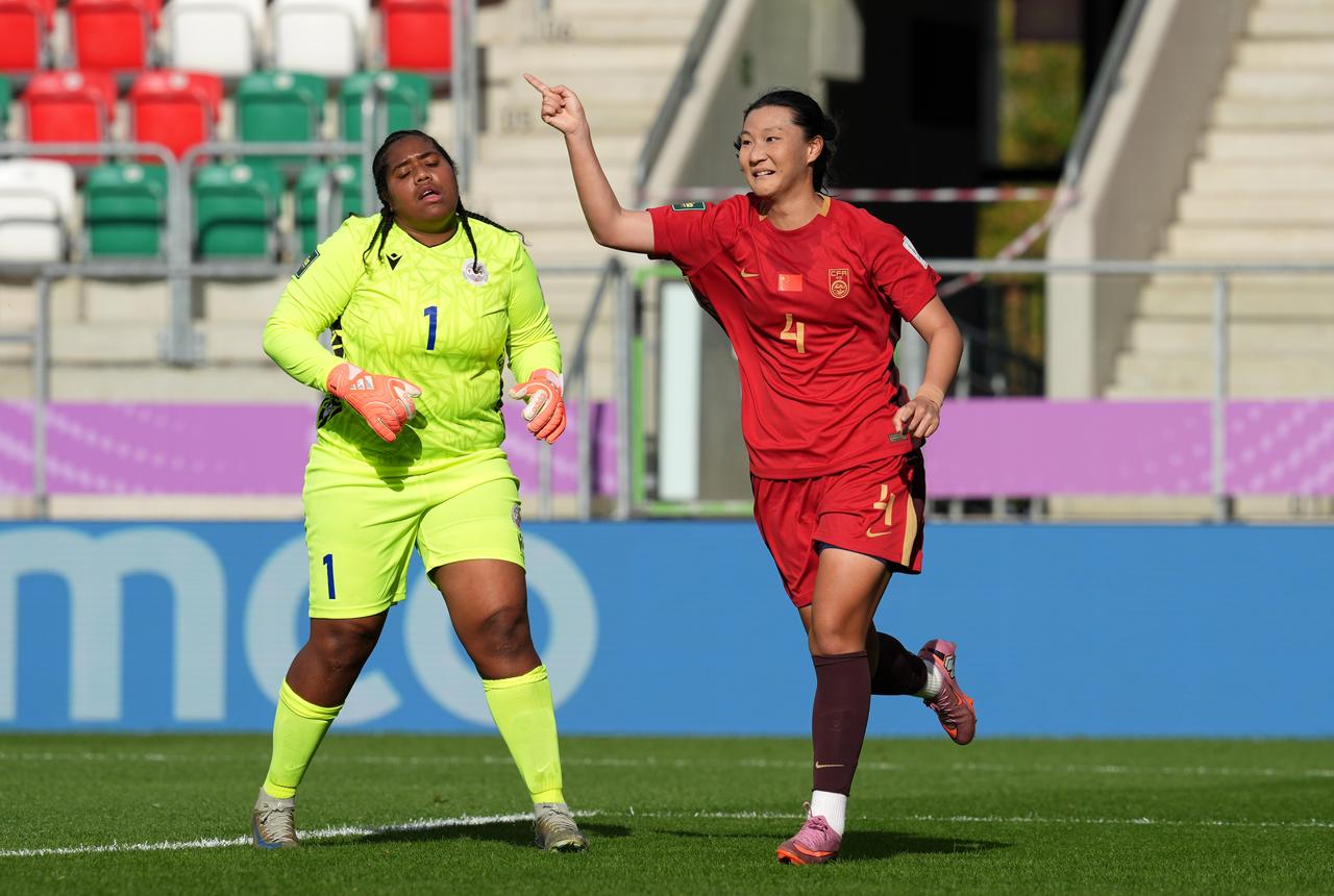 U-20女足世界杯小组赛首轮，中国U20女足5-0击败了来自大洋洲的新喀里多尼亚