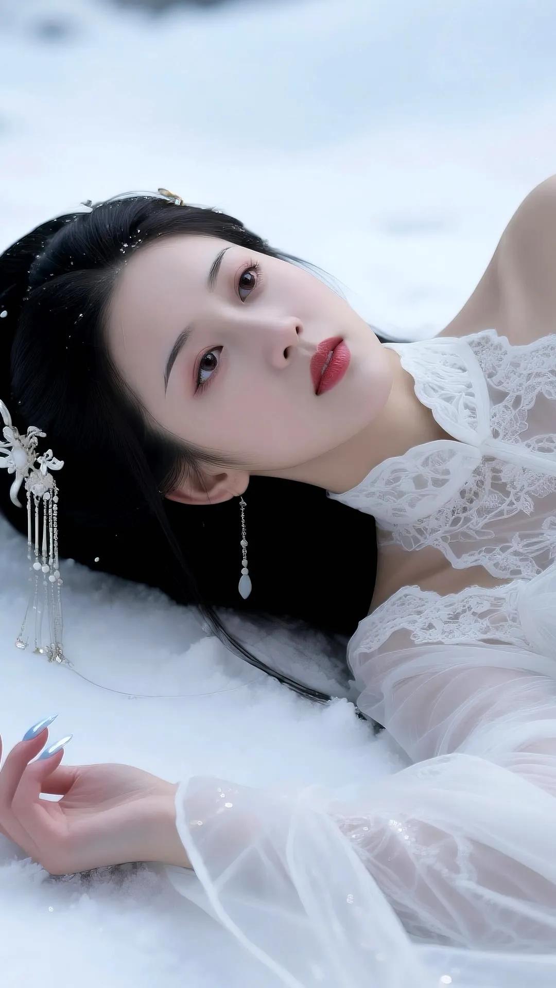 雪中美人卧，玉骨冰肌寒。