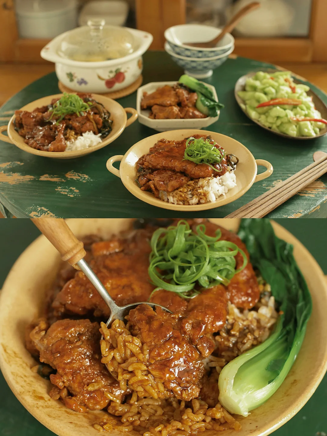 软嫩鲜香 一口上头的葱烧猪排盖饭。