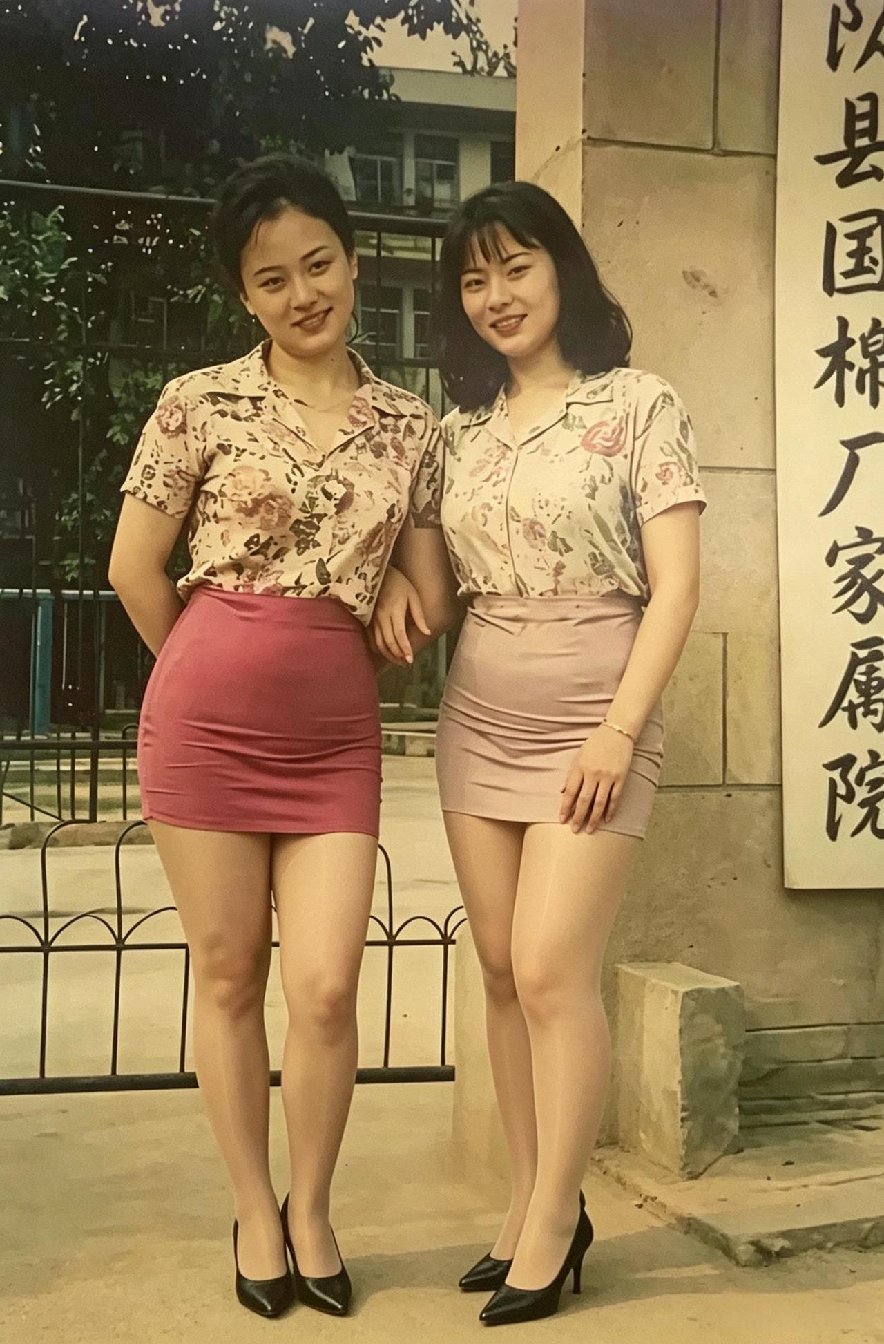 当年县国营棉纺厂两位“厂花”的老照片，她们可都是吃“皇粮”的人。右边这位在财务科