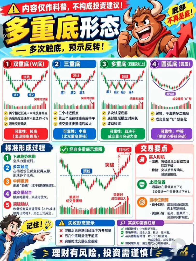 牢记这5句口诀，可以助你避开大量的坑：1，低位横盘很久的票，突然连续放量几天，价格不跌反稳，是拿货。