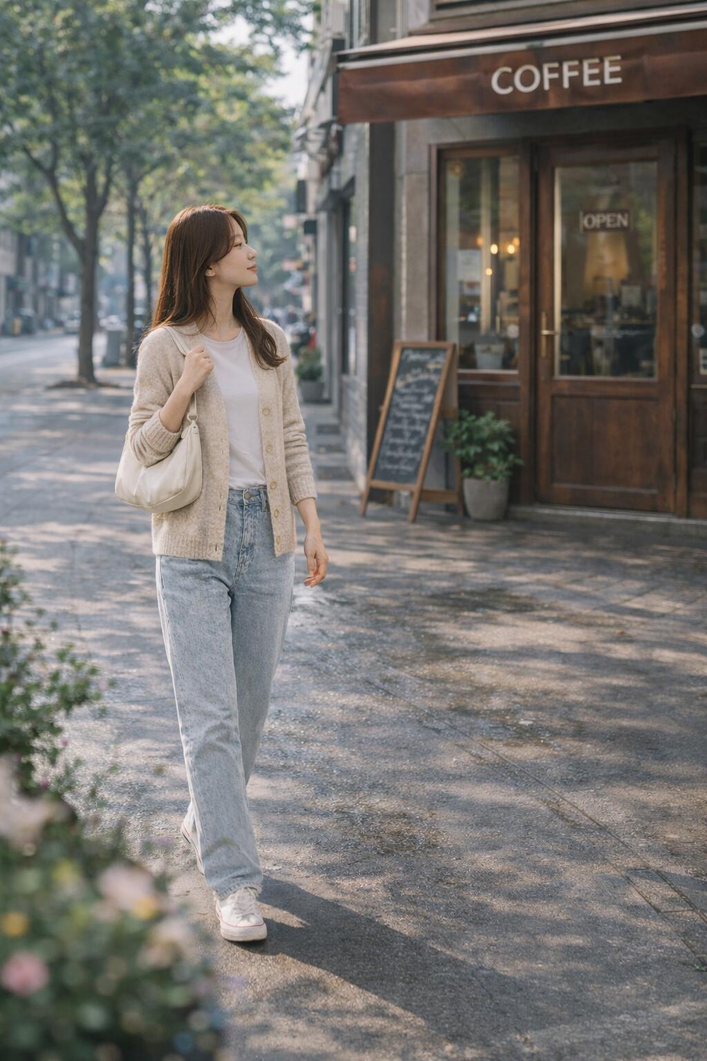 咖啡香里话春秋，漫步街头意自闲。